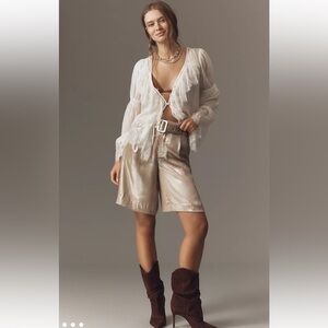 Anthropologie Liquid Shine Bermuda Shorts